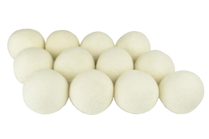 SnugPad XL Size Wool Dryer Balls Natural Fabric Softener 100 Organic Premium New Zealand Wool Reduce Wrinkles Save Time Baby Safe Hypoallergenic White 12Count